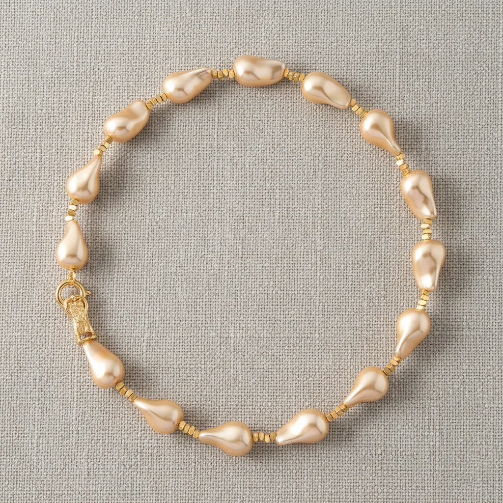 Golden Shell Pearl Beads Necklace (Size - 20) in Yellow Gold Tone V32531890 3