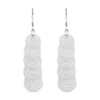 Natural Type A - White Jadeite Jade Money Coin Earring in Rhodium Overlay Sterling Silver 55.00 Ct._8378336