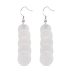 Natural Type A - White Jadeite Jade Money Coin Earring in Rhodium Overlay Sterling Silver 55.00 Ct._8378336_3