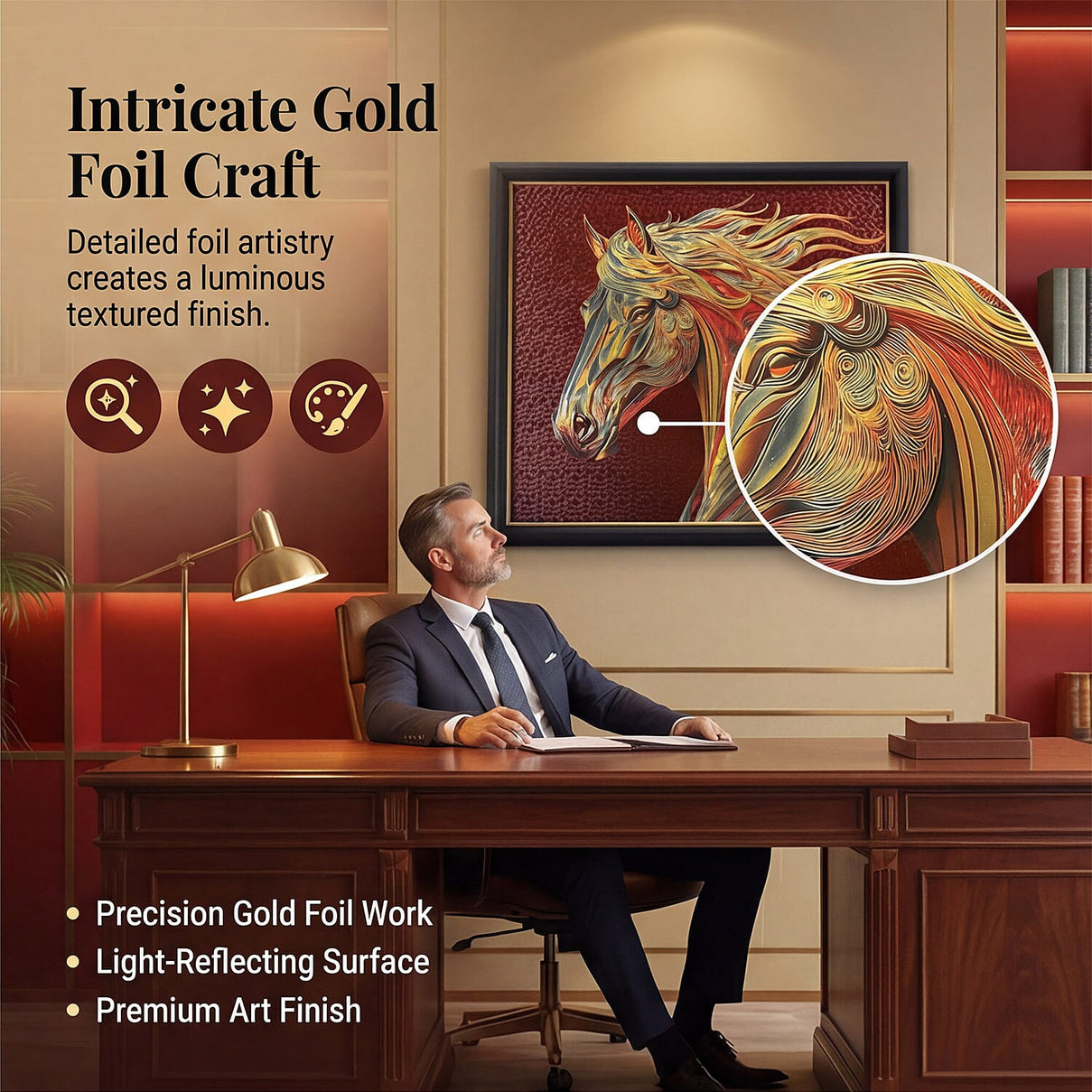 24K Gold Foil Painting of the Chaser of Light â€“ Framed Artwork (51.5 x 44.5cm) 8378395 3