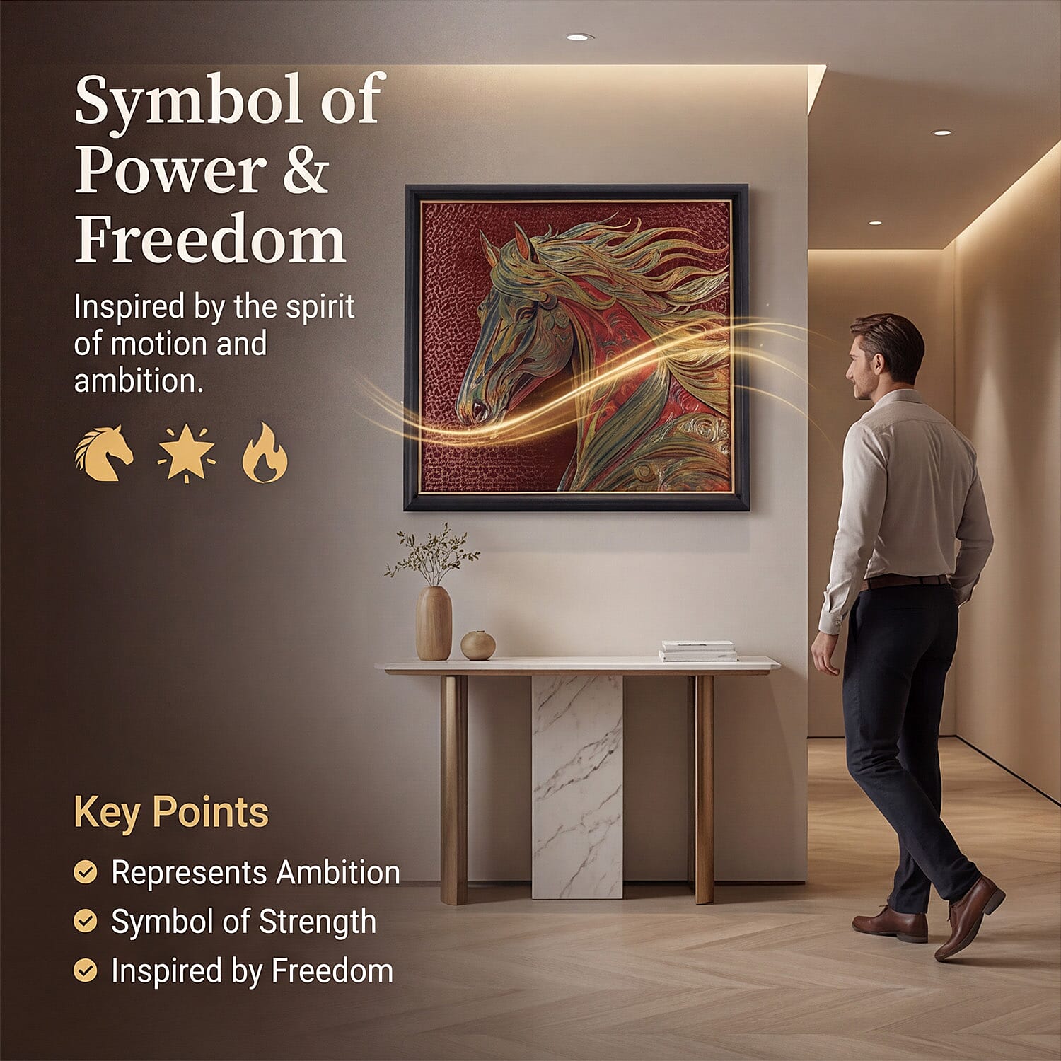 24K Gold Foil Painting of the Chaser of Light â€“ Framed Artwork (51.5 x 44.5cm) 8378395 4