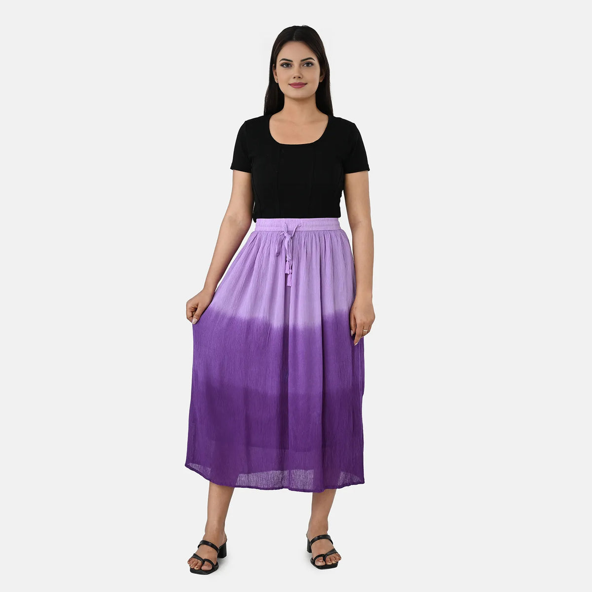 La Marey Tiered A-Line Ombre Dyed Maxi Skirt (Size L, 16-18) - Purple V32605546 0