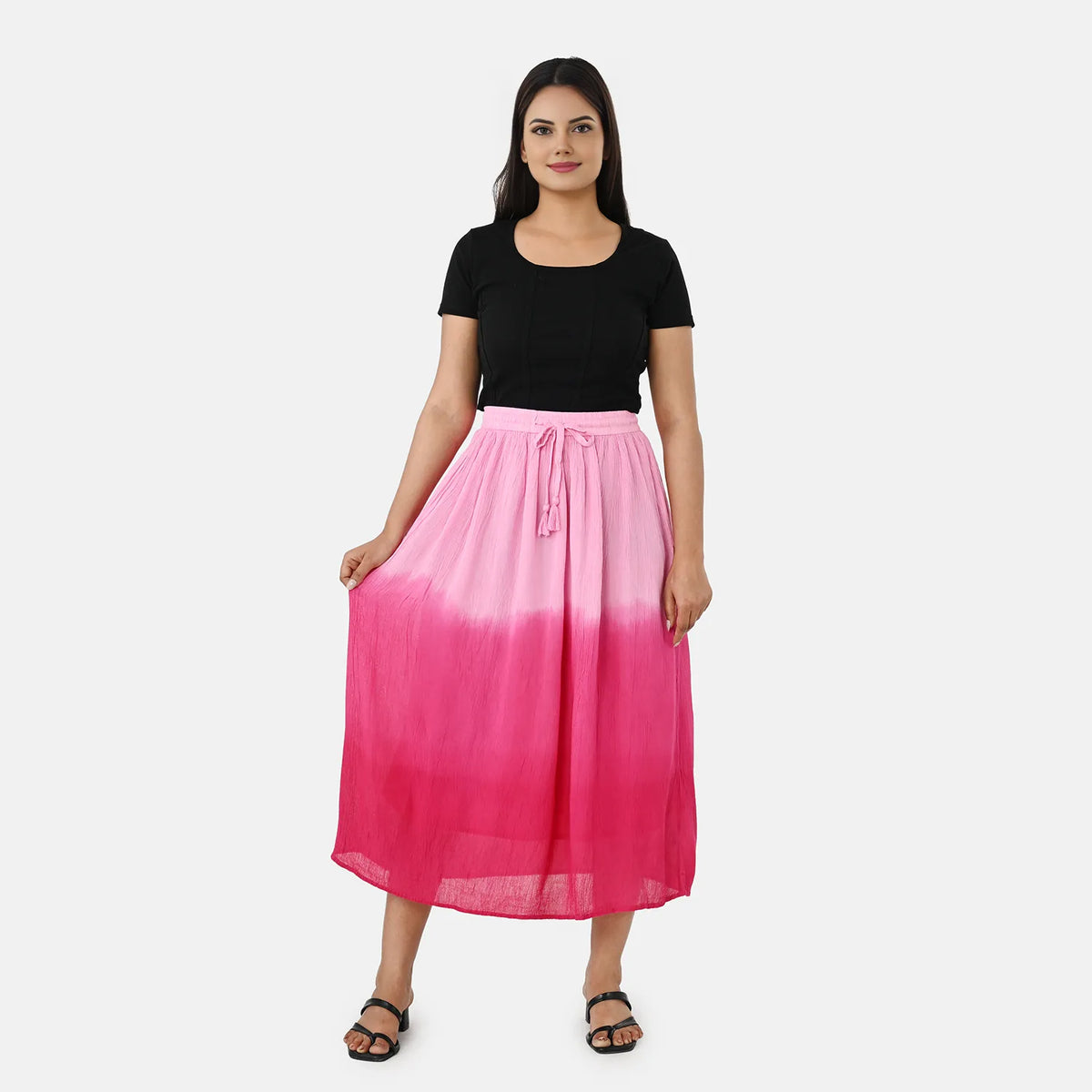 La Marey Tiered A-Line Ombre Dyed Maxi Skirt (Size M, 12-14) - Pink Shaded V32614452 0