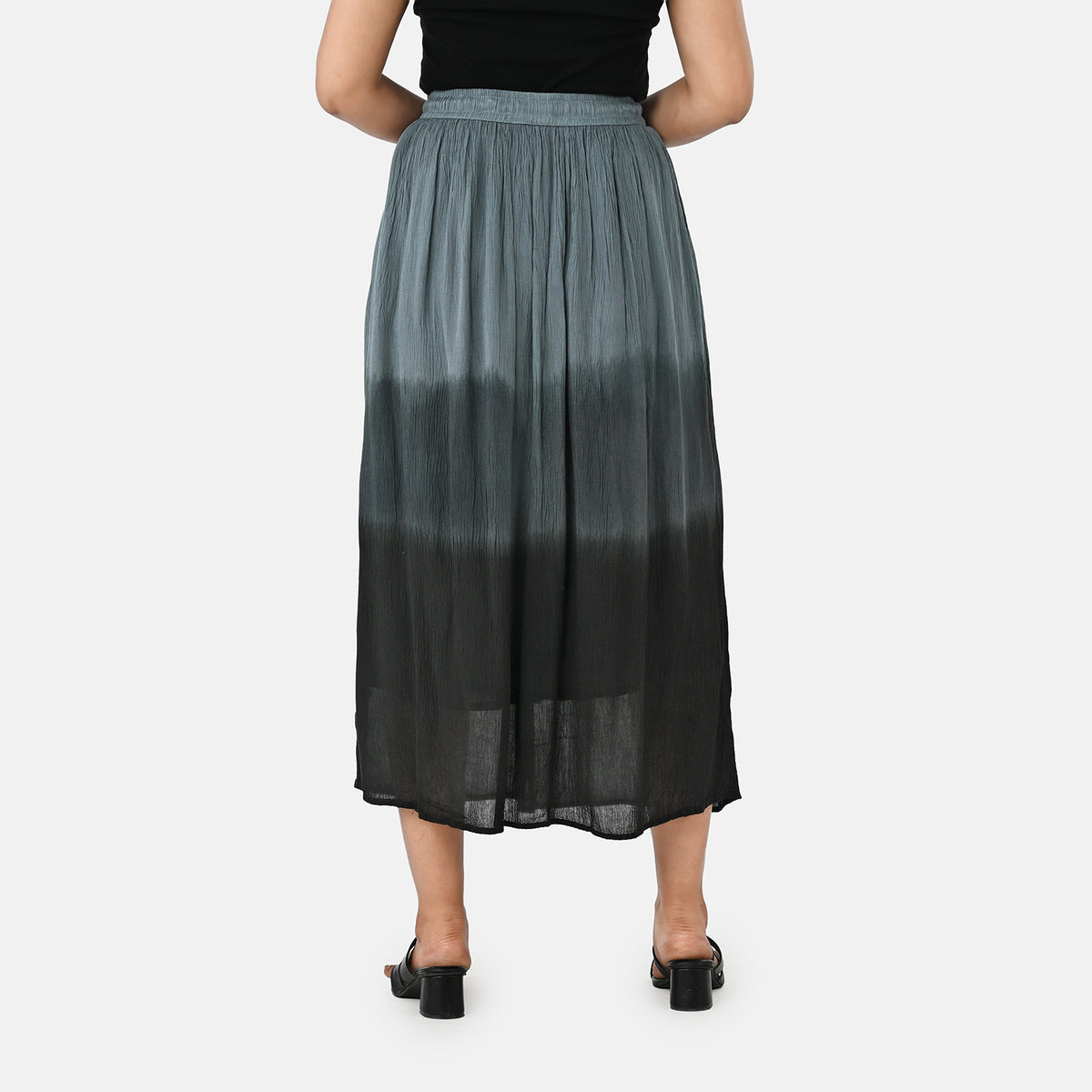 La Marey Tiered A-Line Ombre Dyed Maxi Skirt (Size M, 12-14) - Grey &amp; Black V32648101 2