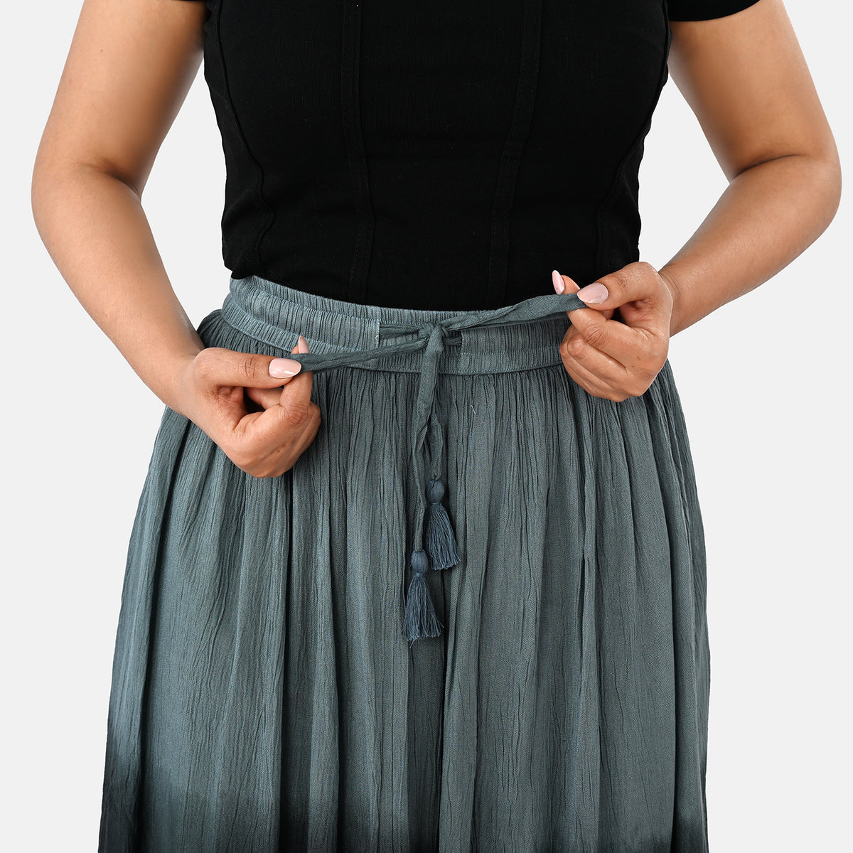 La Marey Tiered A-Line Ombre Dyed Maxi Skirt (Size M, 12-14) - Grey &amp; Black V32648101 5