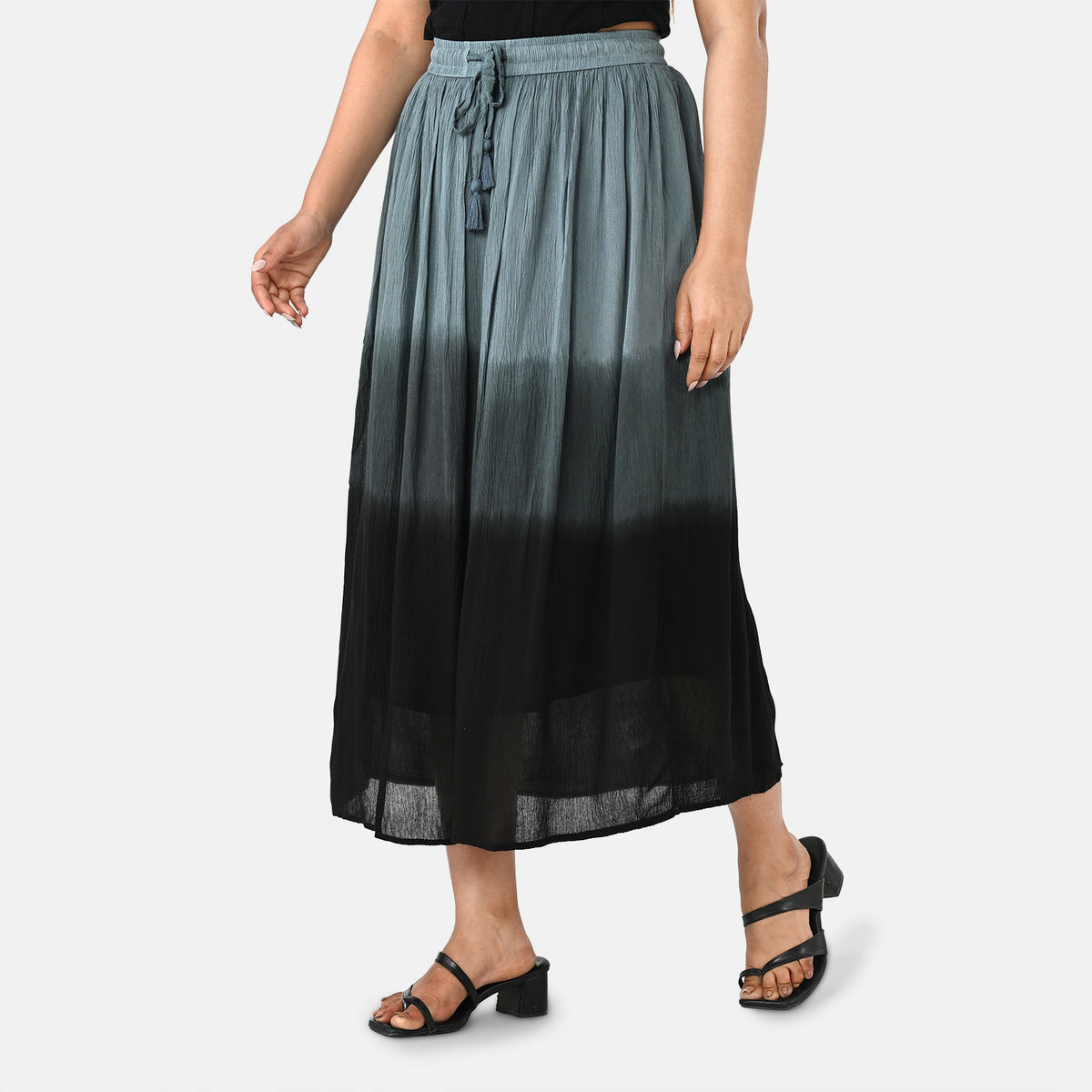 La Marey Tiered A-Line Ombre Dyed Maxi Skirt (Size L, 16-18) - Grey &amp; Black V32701652 4