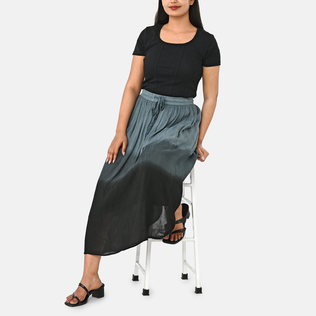 La Marey Tiered A-Line Ombre Dyed Maxi Skirt (Size L, 16-18) - Grey & Black_8378576_4