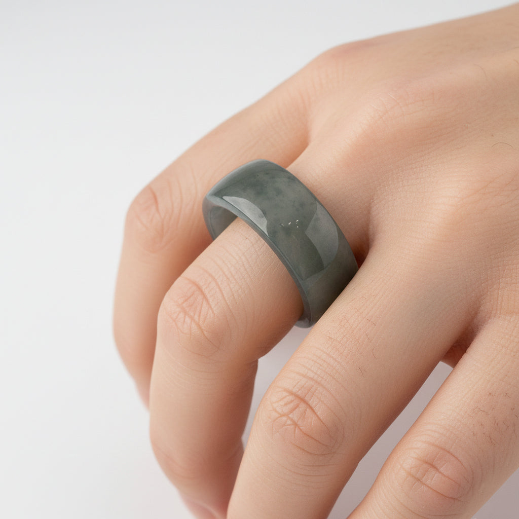 Natural Type A Jadeite Jade 10MM Handcrafted Band Ring 45.00 Ct. V32526681 3