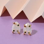 White Keshi Shell Pearl & Multi Color Cubic Zirconia Beads Earring with Push Back 15.00 Ct._8378694_1