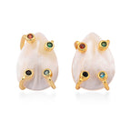 White Keshi Shell Pearl & Multi Color Cubic Zirconia Beads Earring with Push Back 15.00 Ct._8378694_3