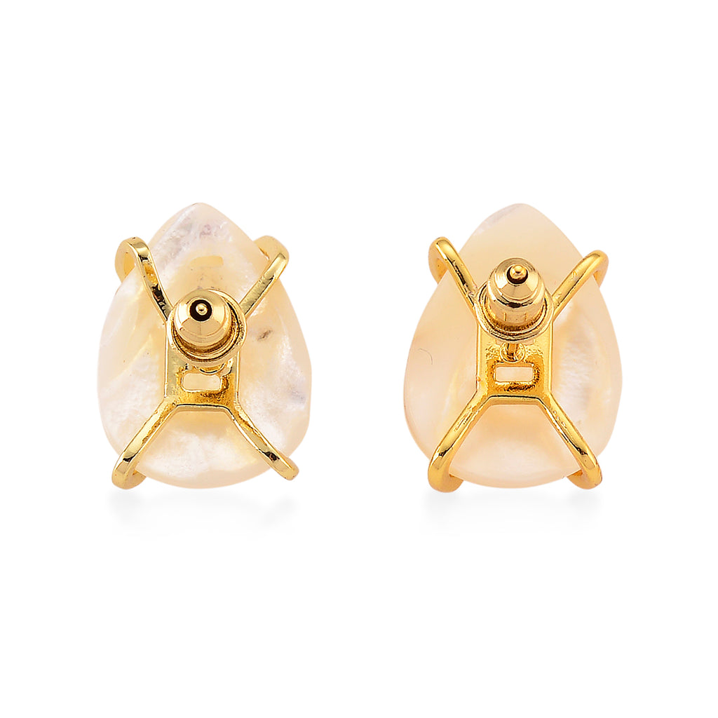 White Keshi Shell Pearl & Multi Color Cubic Zirconia Beads Earring with Push Back 15.00 Ct._8378694_4