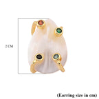 White Keshi Shell Pearl & Multi Color Cubic Zirconia Beads Earring with Push Back 15.00 Ct._8378694_5
