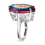 D'Joy Nebula Quartz Doublet Solitaire Ring in Rhodium Overlay Sterling Silver 21.84 Ct._8378957_3