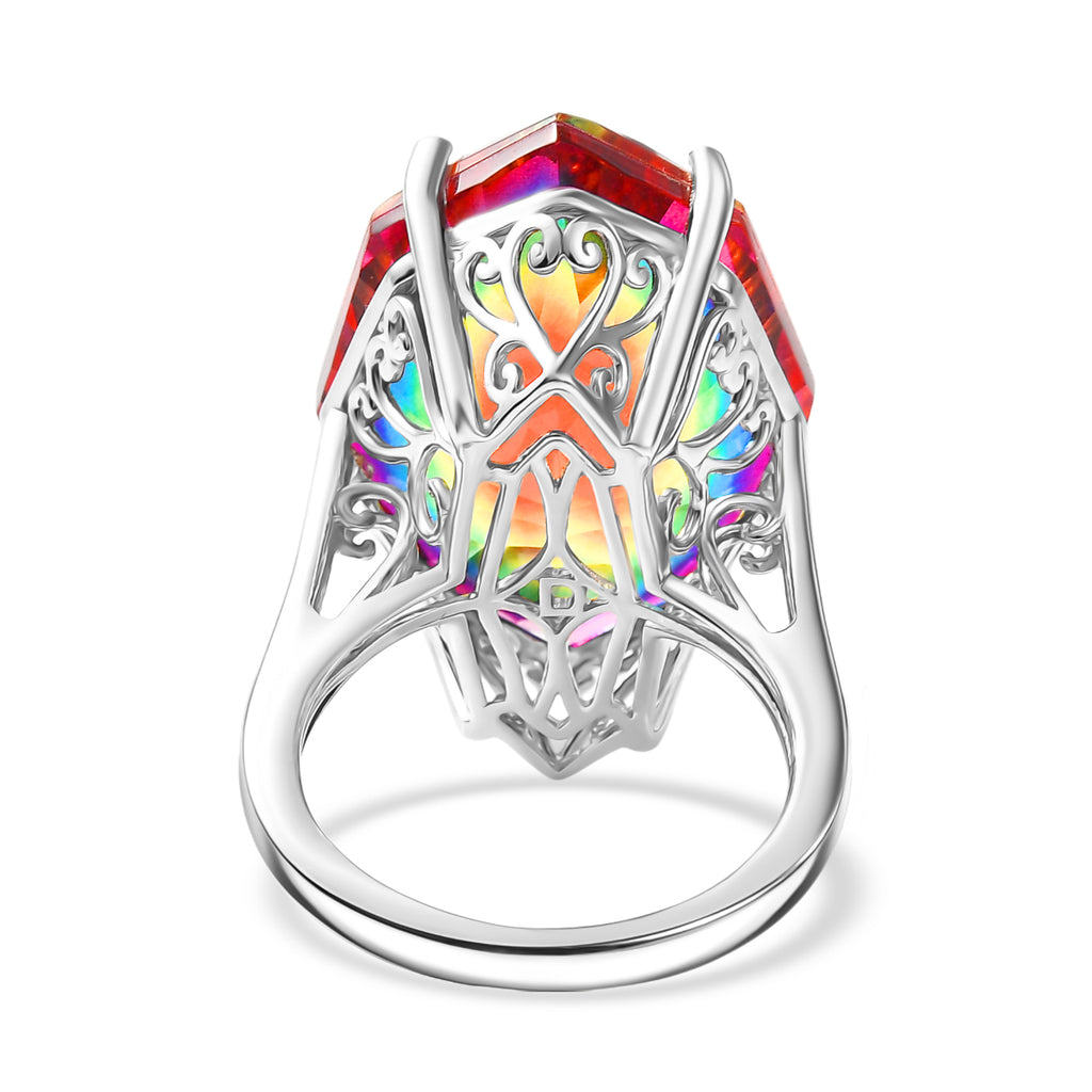 D'Joy Nebula Quartz Doublet Solitaire Ring in Rhodium Overlay Sterling Silver 21.84 Ct._8378957_4