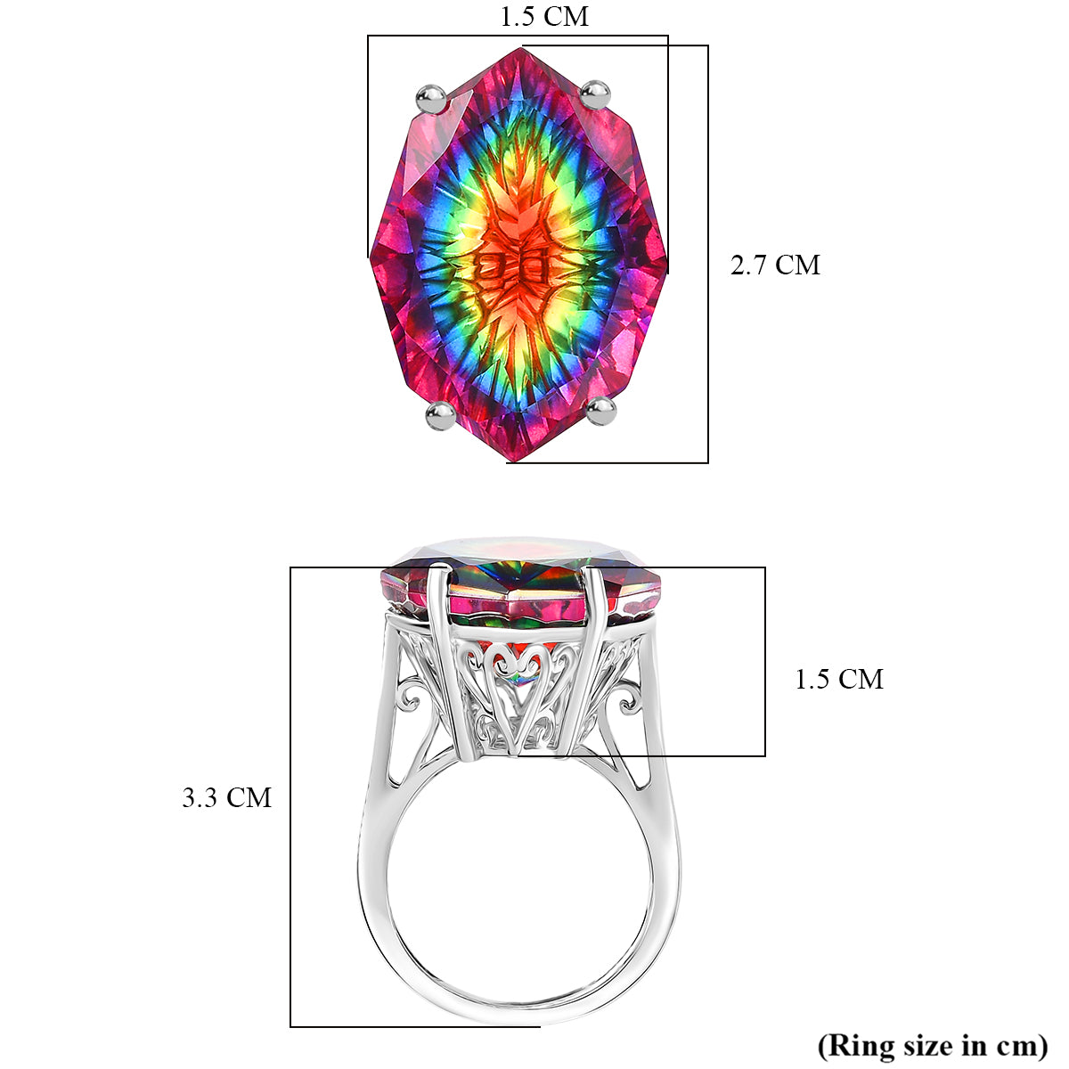 D'Joy Nebula Quartz Doublet Solitaire Ring in Rhodium Overlay Sterling Silver 21.84 Ct. V32520474 6