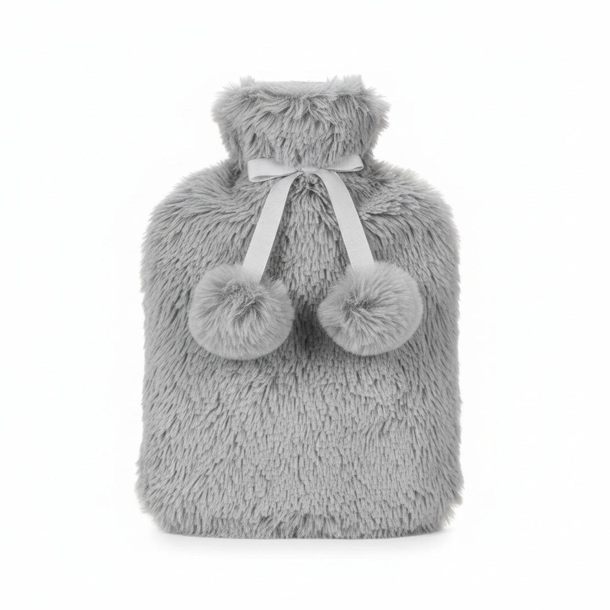 Topped Faux Fur Hot Water Bottle (2L) - Grey V32515113 0