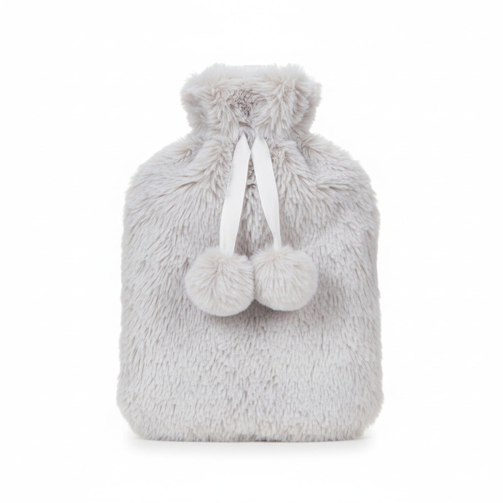Topped Faux Fur Hot Water Bottle (2L) - Cream_8379251