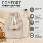 Topped Faux Fur Hot Water Bottle (2L) - Cream_8379251_1