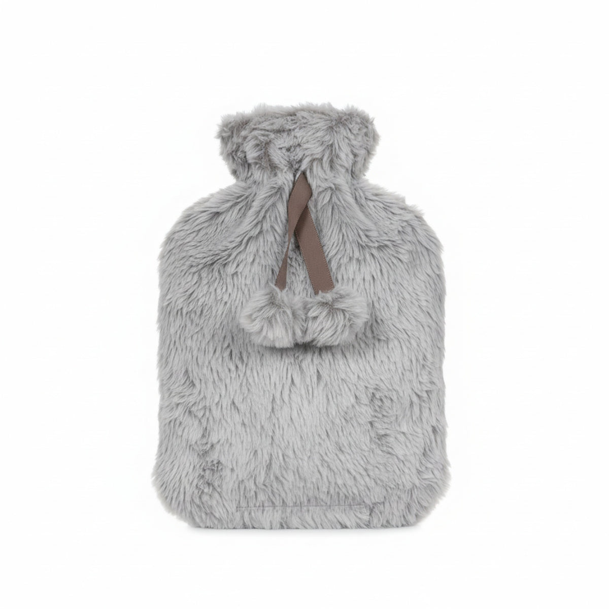 Topped Faux Fur Hot Water Bottle (2L) - Light Grey V32515104 0