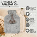 Topped Faux Fur Hot Water Bottle (2L) - Light Grey_8379253_1