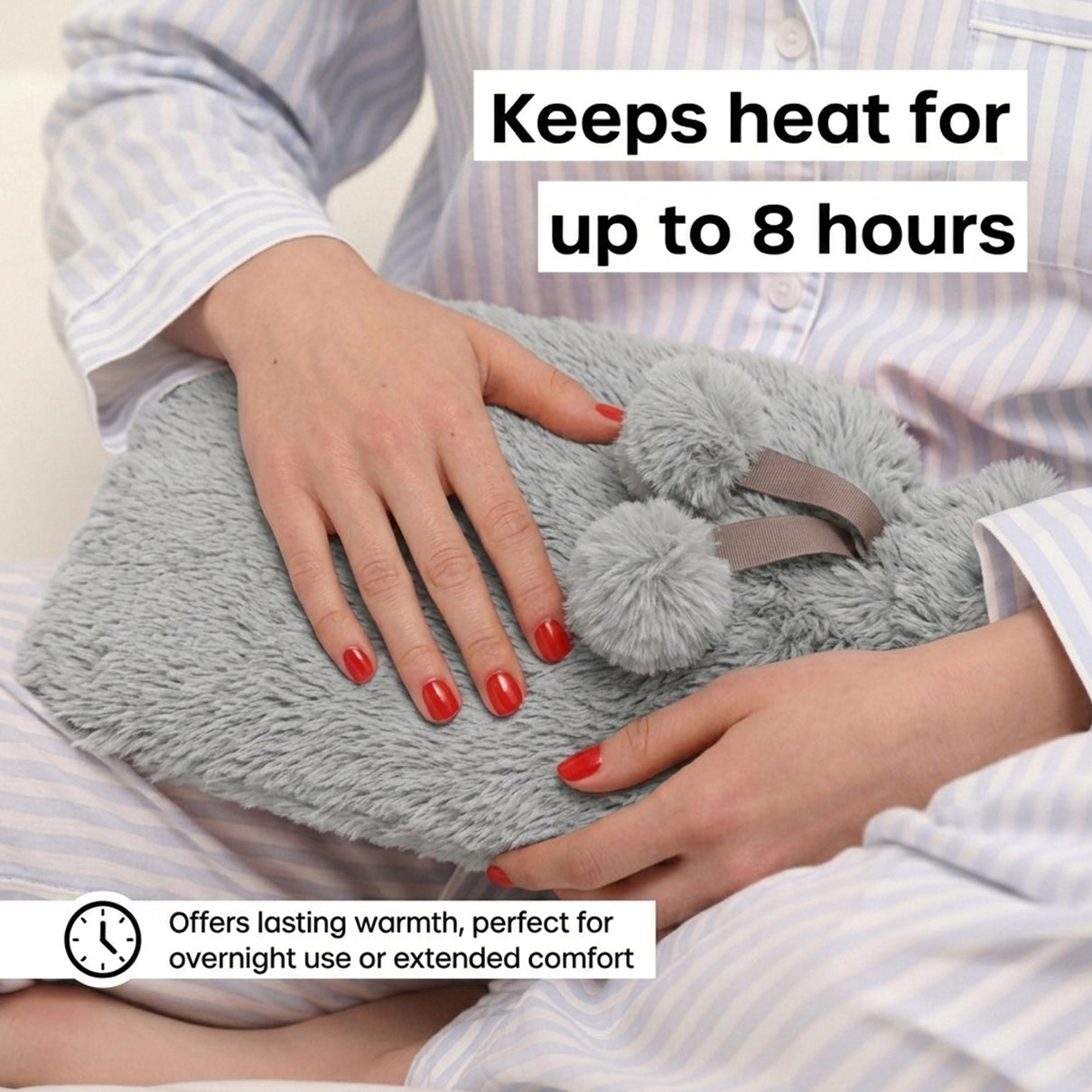 Topped Faux Fur Hot Water Bottle (2L) - Light Grey V32515104 2