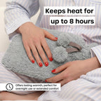 Topped Faux Fur Hot Water Bottle (2L) - Light Grey_8379253_2