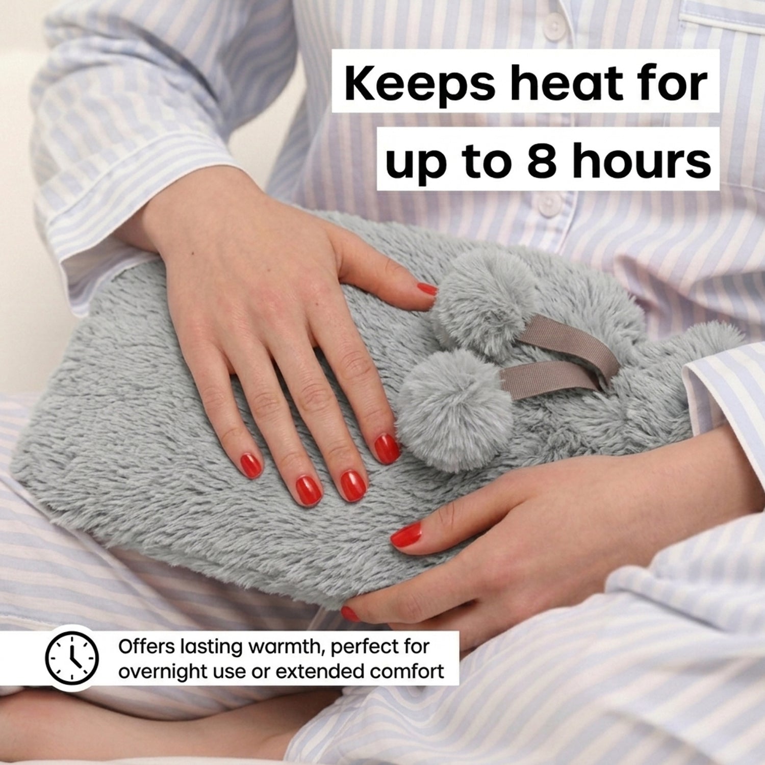 Topped Faux Fur Hot Water Bottle (2L) - Light Grey V32515104 2