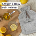 Topped Faux Fur Hot Water Bottle (2L) - Light Grey_8379253_4