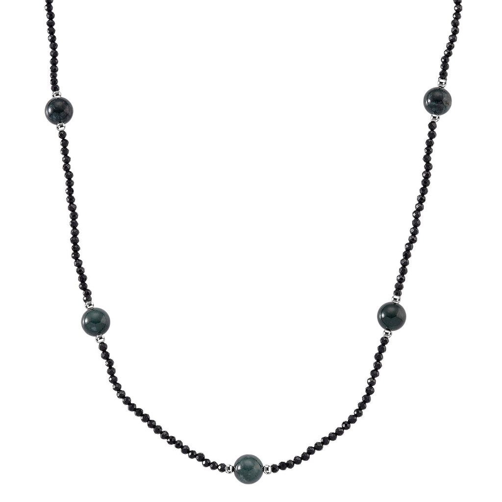 Natural Black Spinel & Natural Jade Beads Necklace (Size - 18+2 Inch Ext) 60.00 Ct._8379402