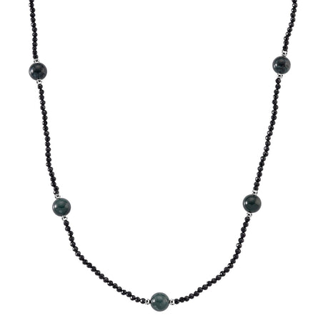 Natural Black Spinel &amp; Natural Jade Beads Necklace (Size - 18+2 Inch Ext) 60.00 Ct. 8379402 1