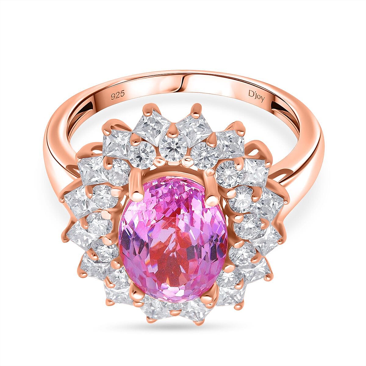 D'Joy Patroke Kunzite, Moissanite Floral Ring in 18K Vermeil Rose Gold Sterling Silver 4.80 Ct. 8380029 0