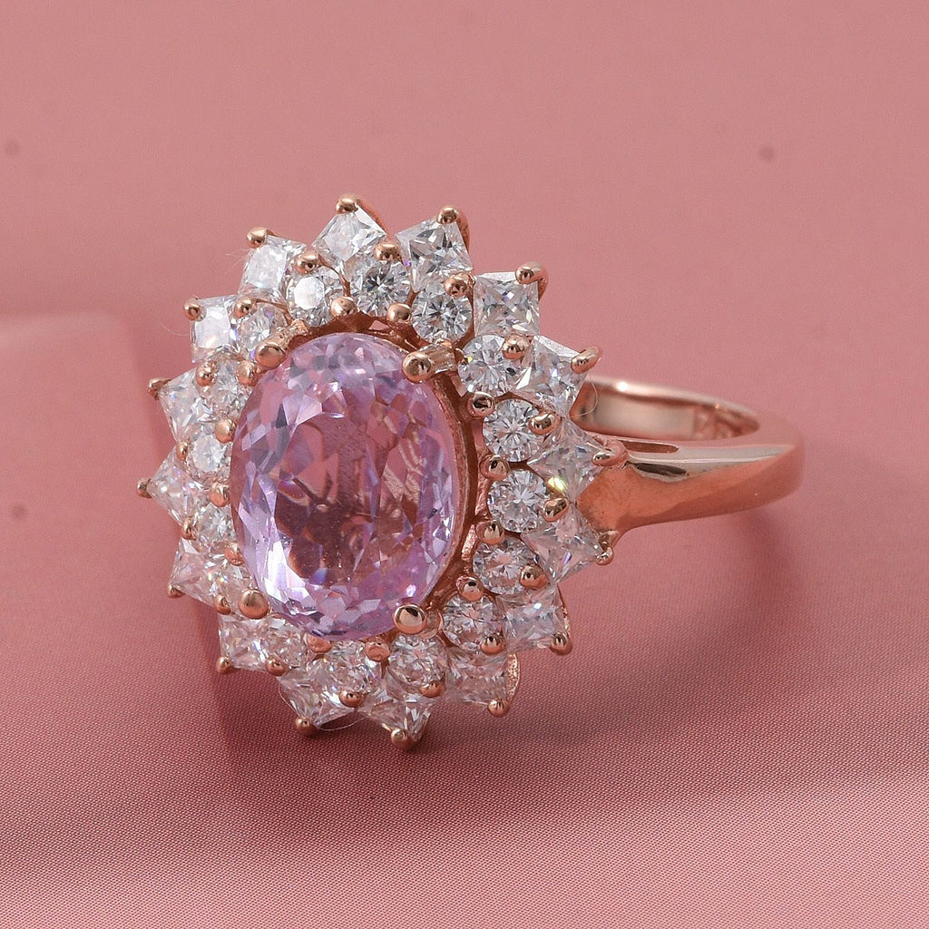 D'Joy Patroke Kunzite & Moissanite Ring in 18K Vermeil Rose Gold Sterling Silver 4.80 Ct._8380029_1