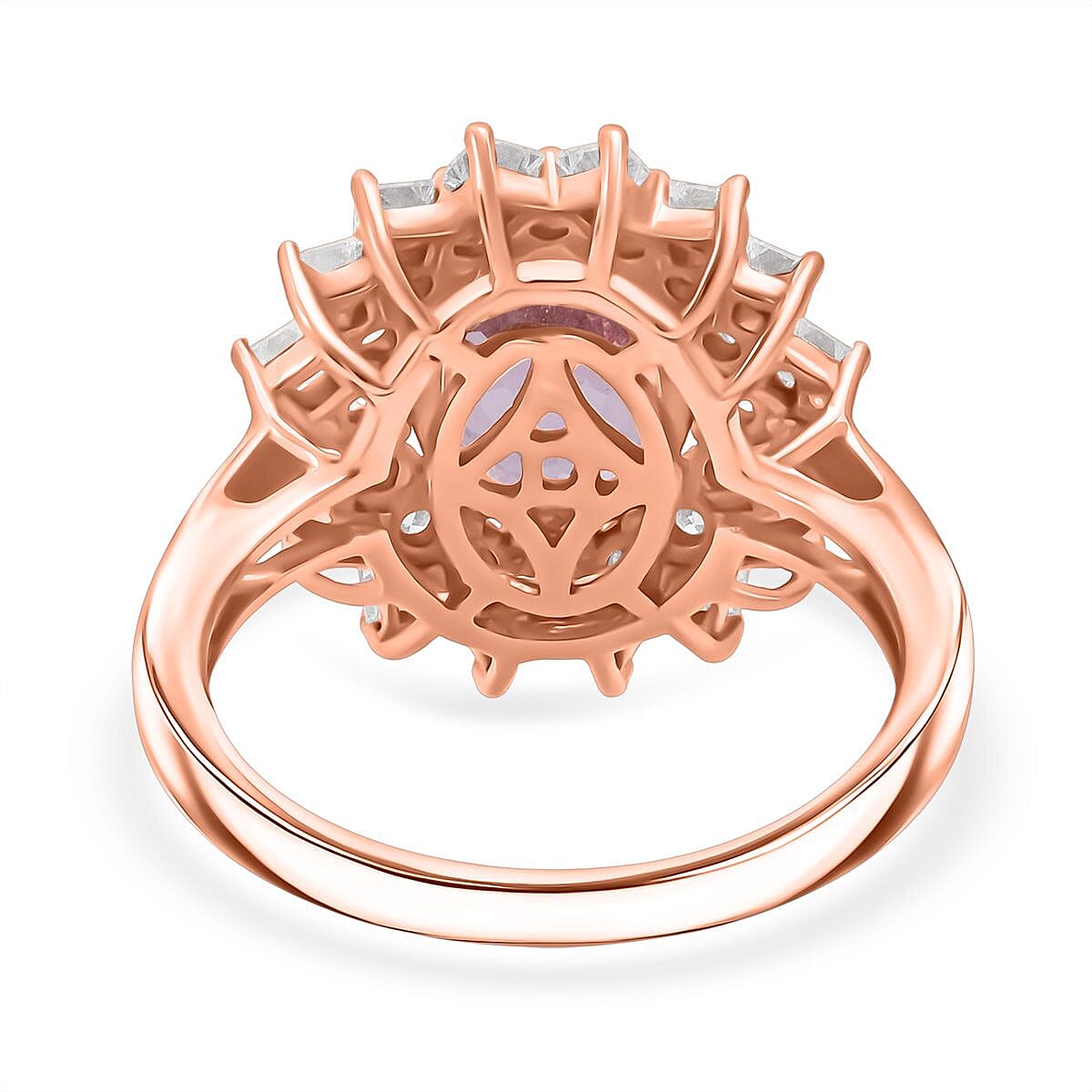 D'Joy Patroke Kunzite, Moissanite Floral Ring in 18K Vermeil Rose Gold Sterling Silver 4.80 Ct. 8380029 5