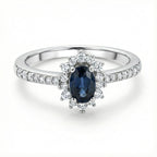 D'Joy Natural Parti Sapphire & White Zircon Cluster Ring in Rhodium Overlay Sterling Silver 1.16 Ct._8380112