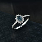 D'Joy Natural Parti Sapphire & White Zircon Cluster Ring in Rhodium Overlay Sterling Silver 1.16 Ct._8380116_1