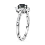 D'Joy Natural Parti Sapphire & White Zircon Cluster Ring in Rhodium Overlay Sterling Silver 1.16 Ct._8380116_3