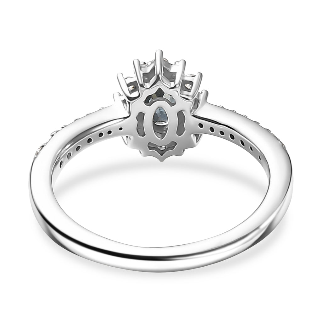 D'Joy Natural Parti Sapphire & White Zircon Cluster Ring in Rhodium Overlay Sterling Silver 1.16 Ct._8380116_4