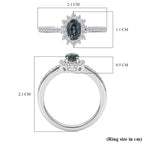 D'Joy Natural Parti Sapphire & White Zircon Cluster Ring in Rhodium Overlay Sterling Silver 1.16 Ct._8380116_5