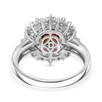 D'Joy - Sunset Zircon, Red Sapphire & White Zircon Halo Ring in Rhodium Overlay Sterling Silver 4.60 Ct._8380157_4