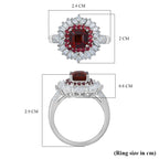 D'Joy - Sunset Zircon, Red Sapphire & White Zircon Halo Ring in Rhodium Overlay Sterling Silver 4.60 Ct._8380157_5
