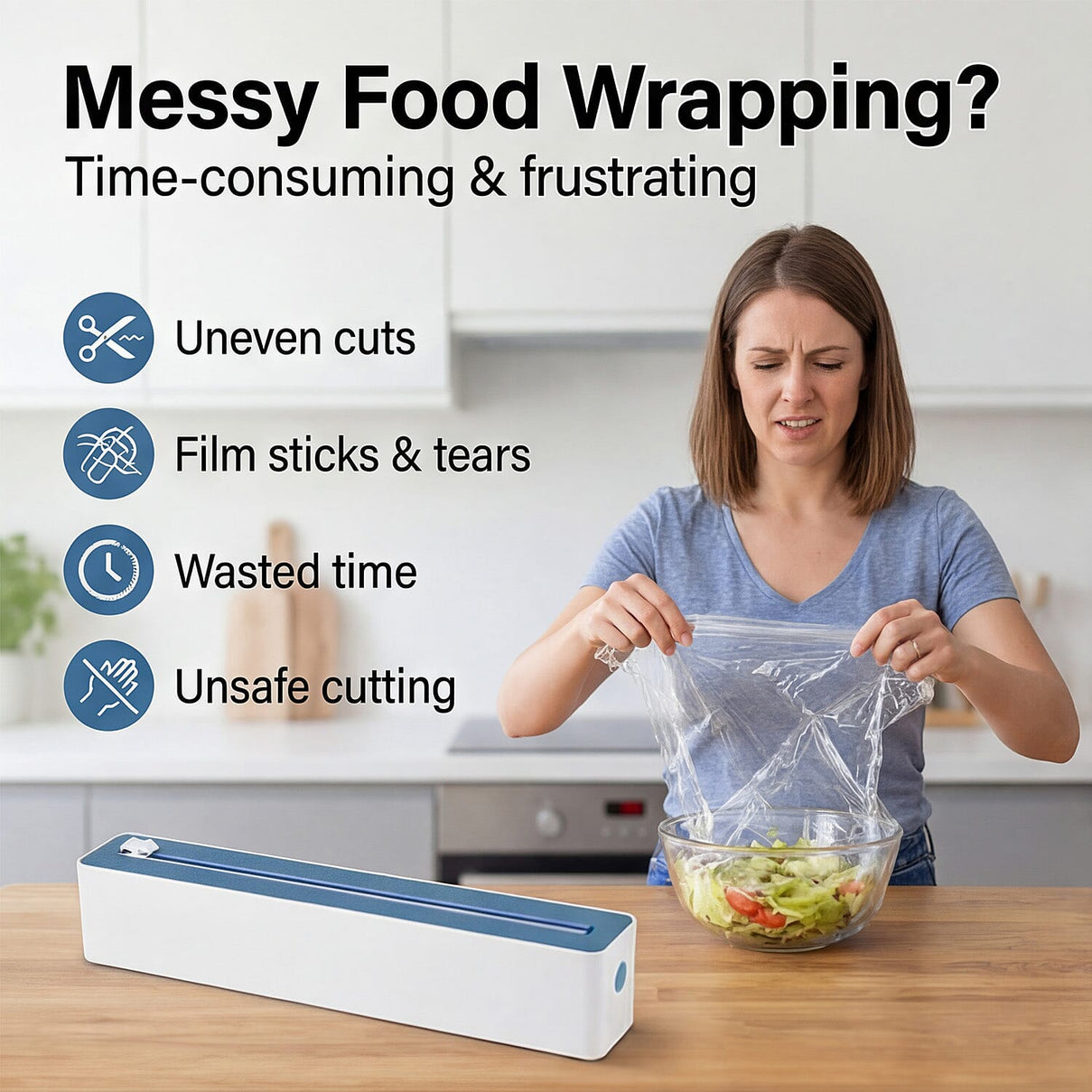 Cling Film Cutter â€“ Effortless Cutting for Your Kitchen - Blue 8380256 2