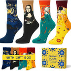 Sunny Socks - 4 Pairs Art Socks for Women (Size 3 to 7)_8380519