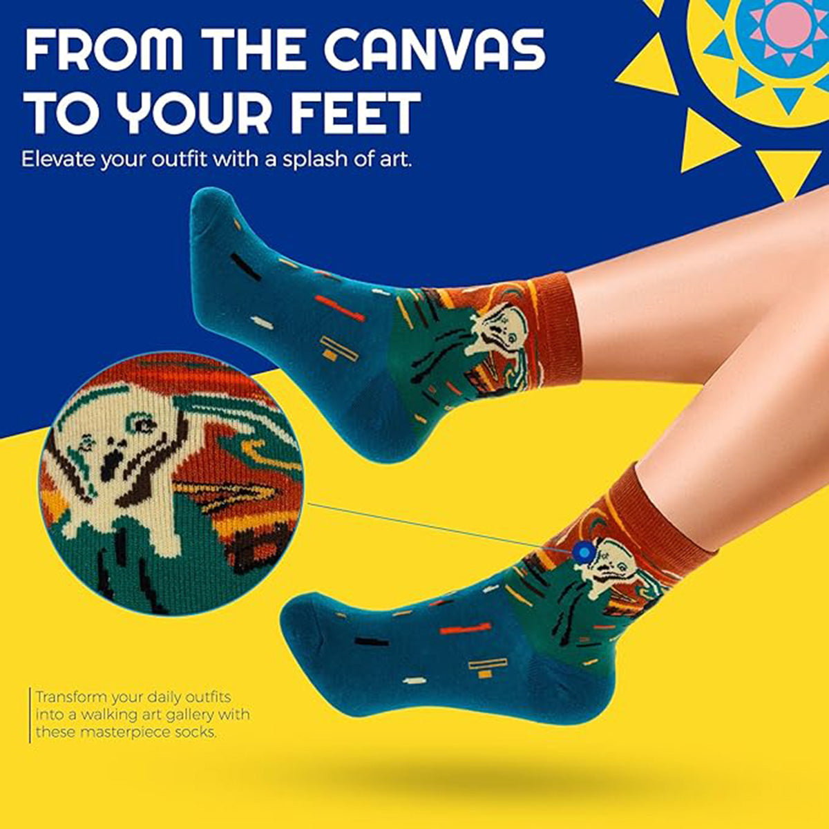 Sunny Socks - 4 Pairs Art Socks for Women (Size 3 to 7) 8380519 1
