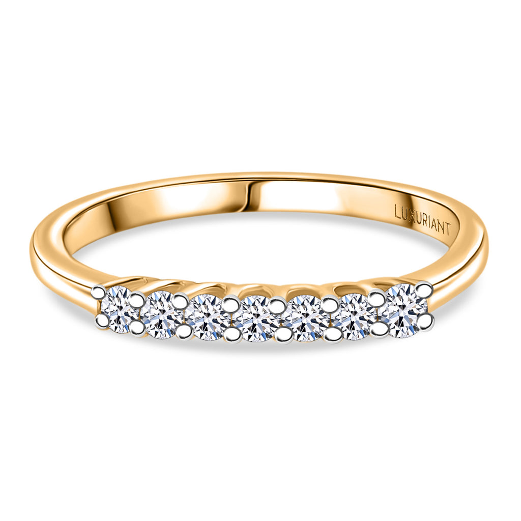 Luxuriant - Lab Grown Diamond (SI/G-H) 7 Stone Band Ring in 18K Vermeil Yellow Gold Plated Sterling Silver 0.25 Ct._8380529