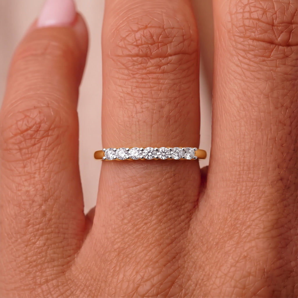 Luxuriant - Lab Grown Diamond (SI/G-H) 7 Stone Band Ring in 18K Vermeil Yellow Gold Plated Sterling Silver 0.25 Ct._8380529_2