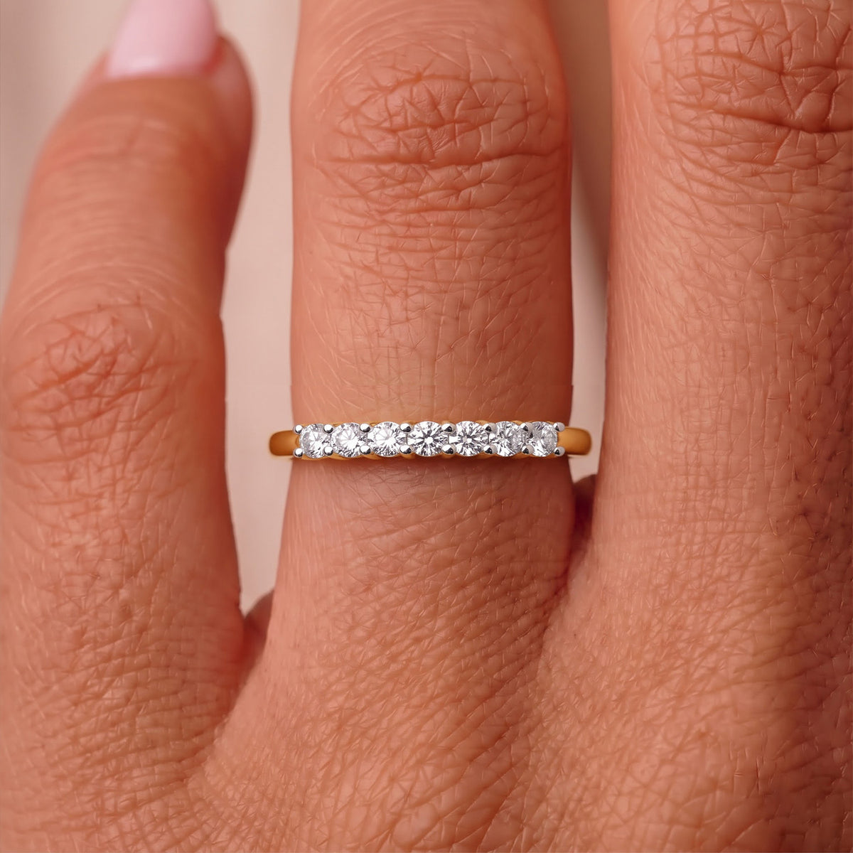 LUXURIANT Lab Grown Diamond 7-Stone Ring in 18K Vermeil Yellow Gold Plated Sterling SilverÂ (SI-GH) 8380529 3
