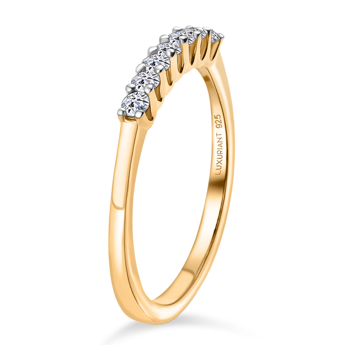 LUXURIANT Lab Grown Diamond 7-Stone Ring in 18K Vermeil Yellow Gold Plated Sterling SilverÂ (SI-GH) 8380529 4