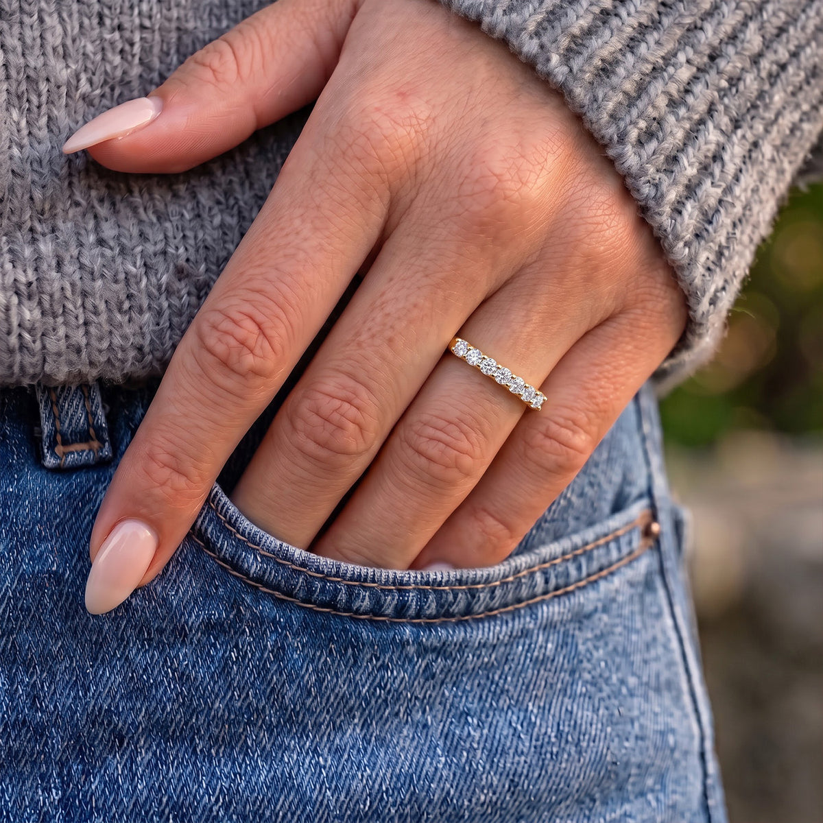 LUXURIANT Lab Grown Diamond 7-Stone Ring in 18K Vermeil Yellow Gold Plated Sterling SilverÂ (SI-GH) 8380529 5