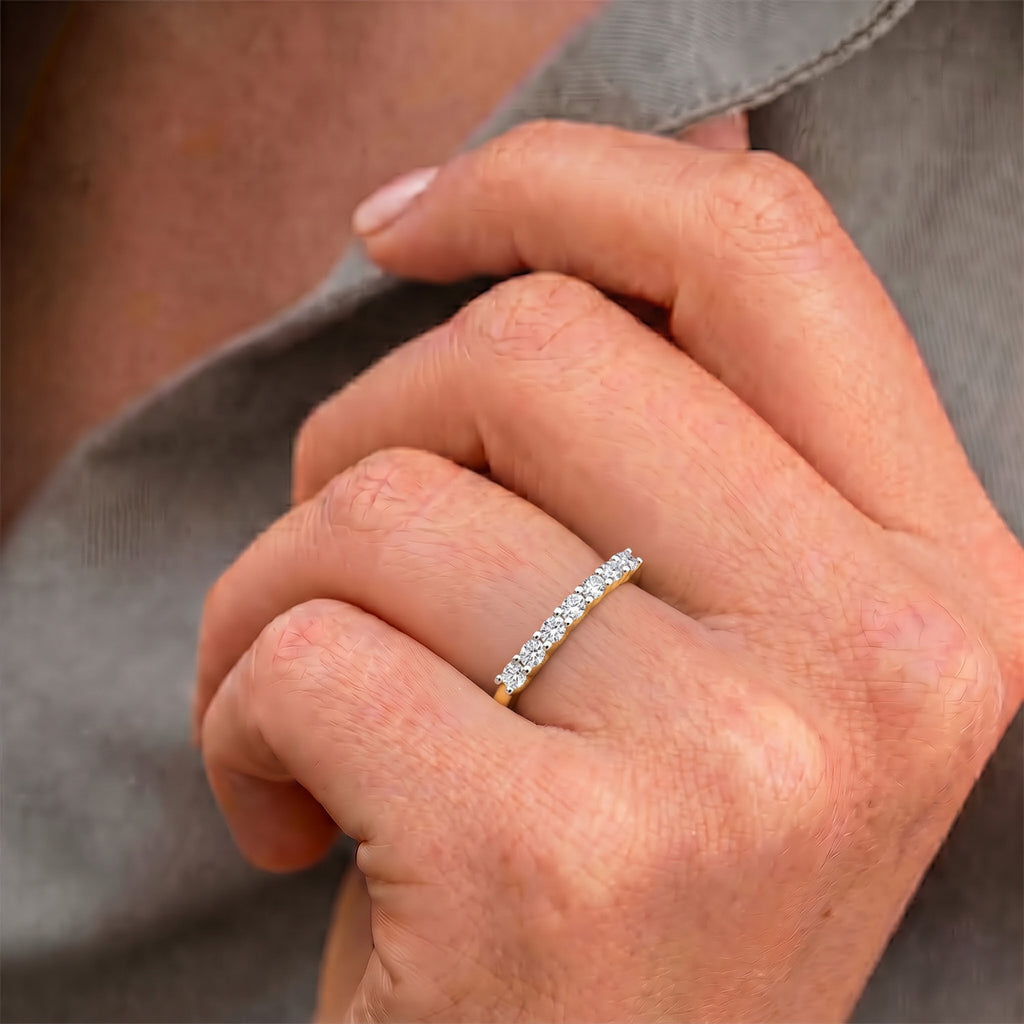 Luxuriant - Lab Grown Diamond (SI/G-H) 7 Stone Band Ring in 18K Vermeil Yellow Gold Plated Sterling Silver 0.25 Ct._8380529_6