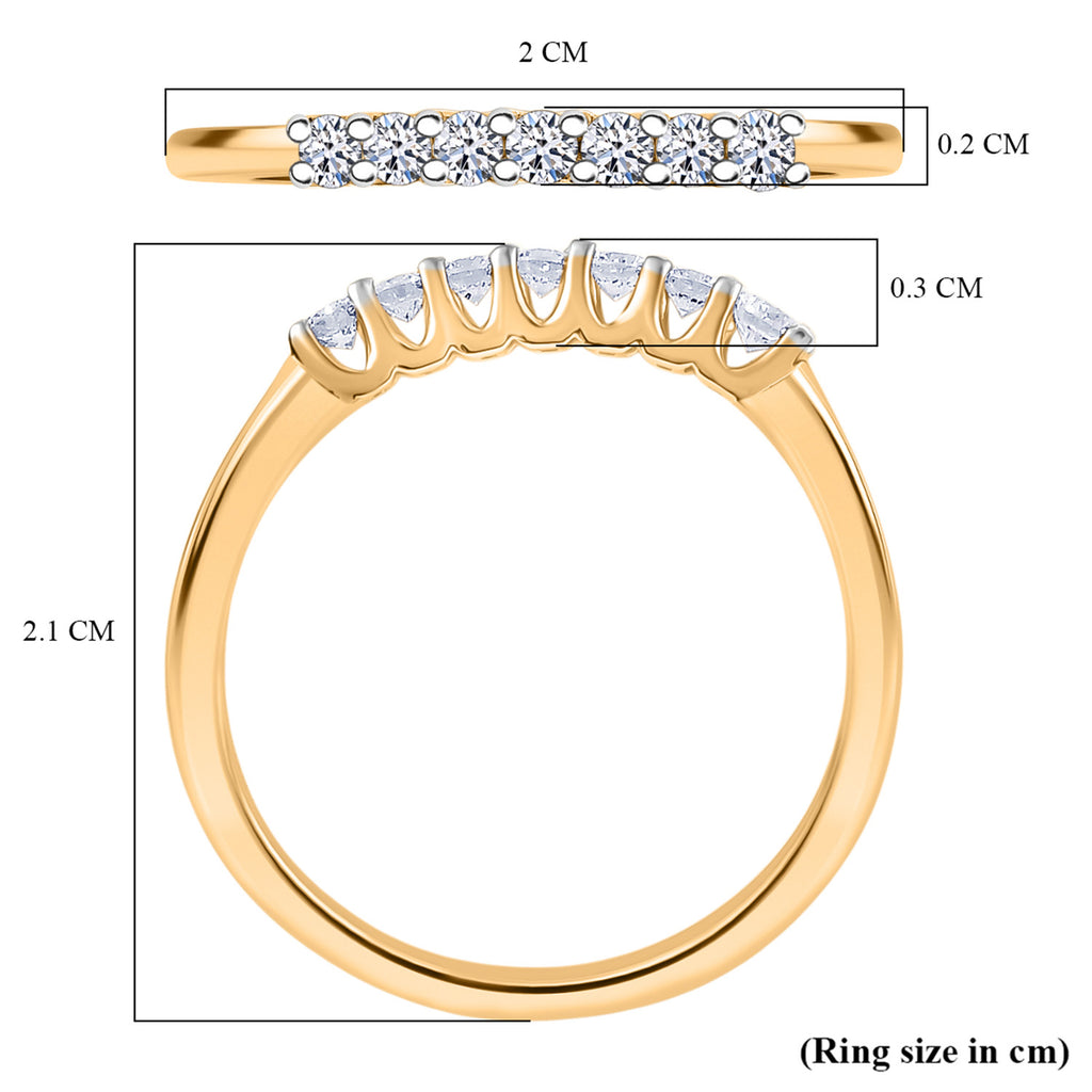 Luxuriant - Lab Grown Diamond (SI/G-H) 7 Stone Band Ring in 18K Vermeil Yellow Gold Plated Sterling Silver 0.25 Ct._8380529_7